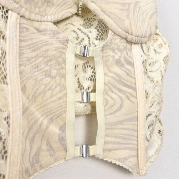 NWT I.AM.GIA Elena Top S Tan Lace Corset Sheer Cropped Burnout - Picture 6 of 9